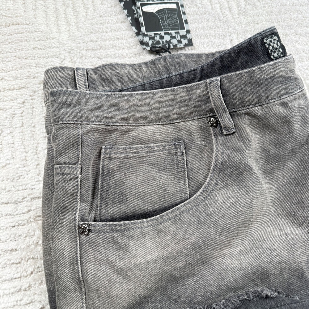 Rebel Vengeance Stacked Jeans Men
44x34 Grey Distressed Wide Leg Baggy Y2K - Picture 16 of 16